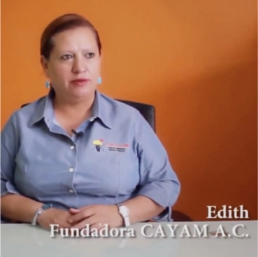 Edith, Fundadora de CAYAM A.C., compartiendo el origen y la visión del centro.